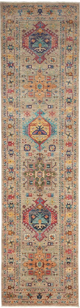 Samarkand Tappeto 80 x 300 Grigio (Pakistan) Annodato A Mano