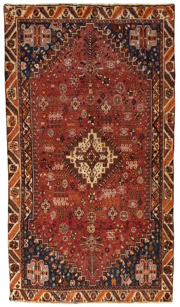Shiraz Tappeto persiano 140x260 Rosso (Iran) Annodato A Mano