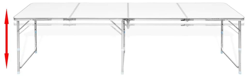 Tavolo da Campeggio Pieghevole Alluminio Regolabile 240x60 cm