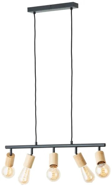 Brilliant - Lampadario a sospensione su cavo TIFFANY 5xE27/28W/230V nero/bambù