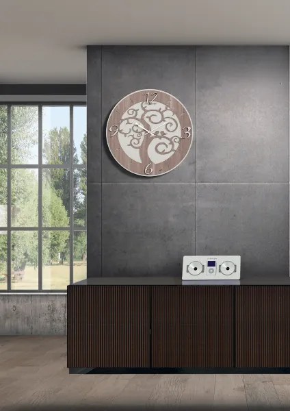 Orologio da parete D50 ALBERO DELLA VITA moderno in legno laminato TRS