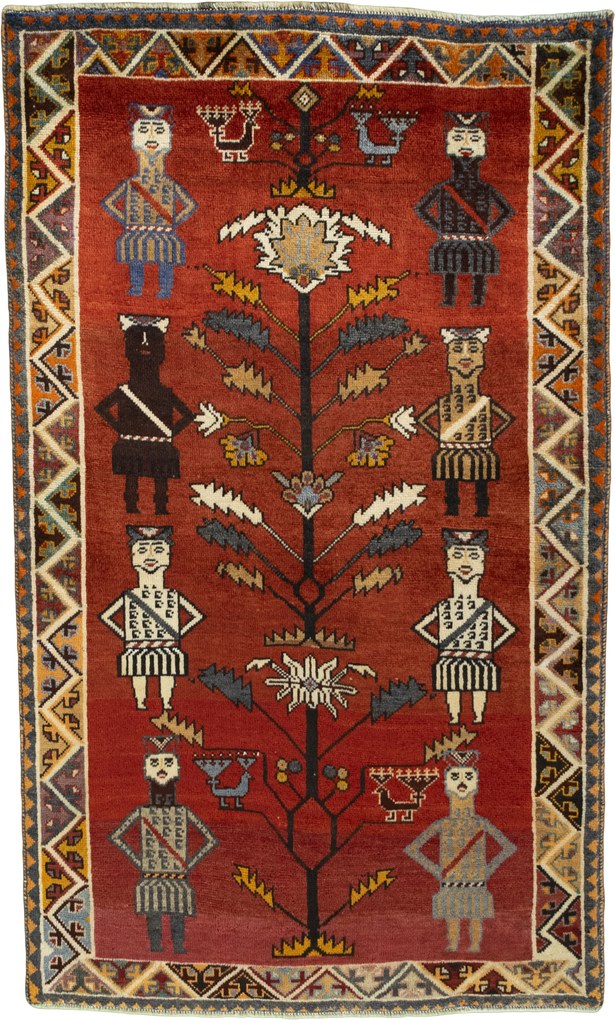 Gabbeh Tappeto 110x180 Rosso (Iran) Annodato A Mano