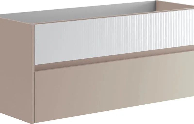 Mobile da bagno sospeso sotto lavabo Niwa 2 cassetti ideale per doppia vasca L119.5 x H50 x P45.5cm sabbia e bianco cannettato