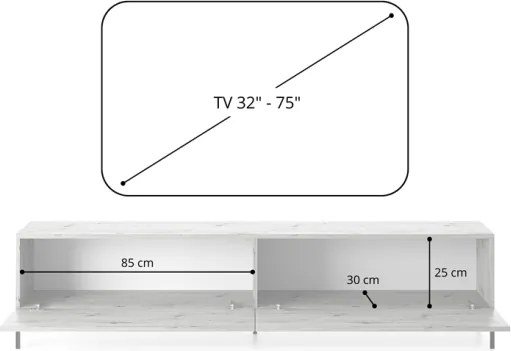 Mobile TV 175 Cm Listellato 2 Ante Rovere Piedini Neri Zenith