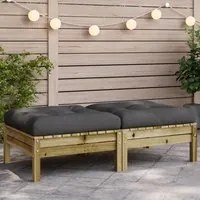 Poggiapiedi Giardino con Cuscini 2pz Legno Impregnato di Pino 838172