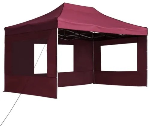 Gazebo Professionale Pieghevole Alluminio Pareti 4,5x3m Rosso