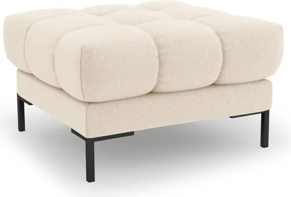 Pouf Bali in tessuto strutturato con gambe nere - L60cm