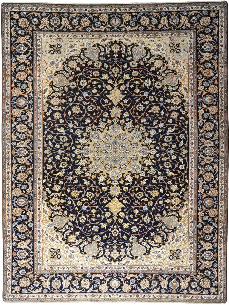 Isfahan Tappeto 300x390 Blu (Iran) Annodato A Mano