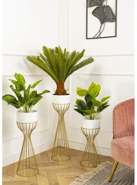 Vaso da fiori in metallo LOFT 68x20 cm oro/bianco