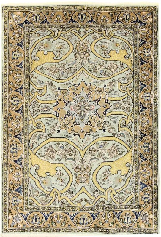 Ghom Tappeto 160 x 100 Blu (Iran) Annodato A Mano