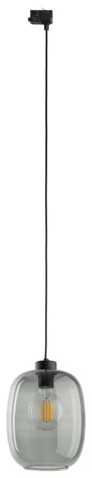 Lampadario a sospensione con filo per sistema a binario trifase ELIO 1xE27/15W/230V nero/fumé nero