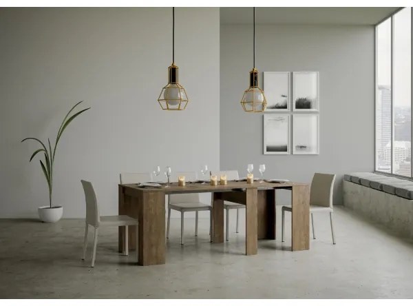 Consolle 90x48 cm allungabile a 204 cm BASIC SMALL Noce