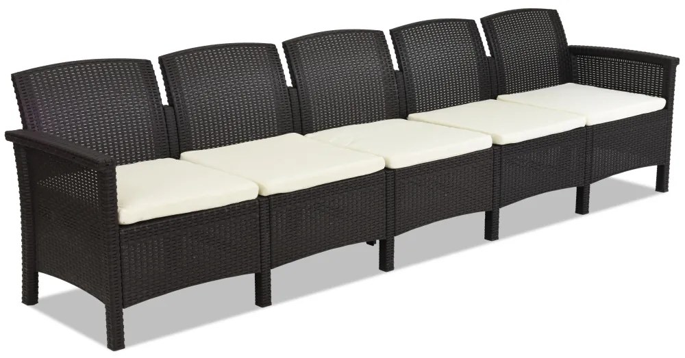 Divano a cinque posti Venezia 5 in polyrattan marrone Bica