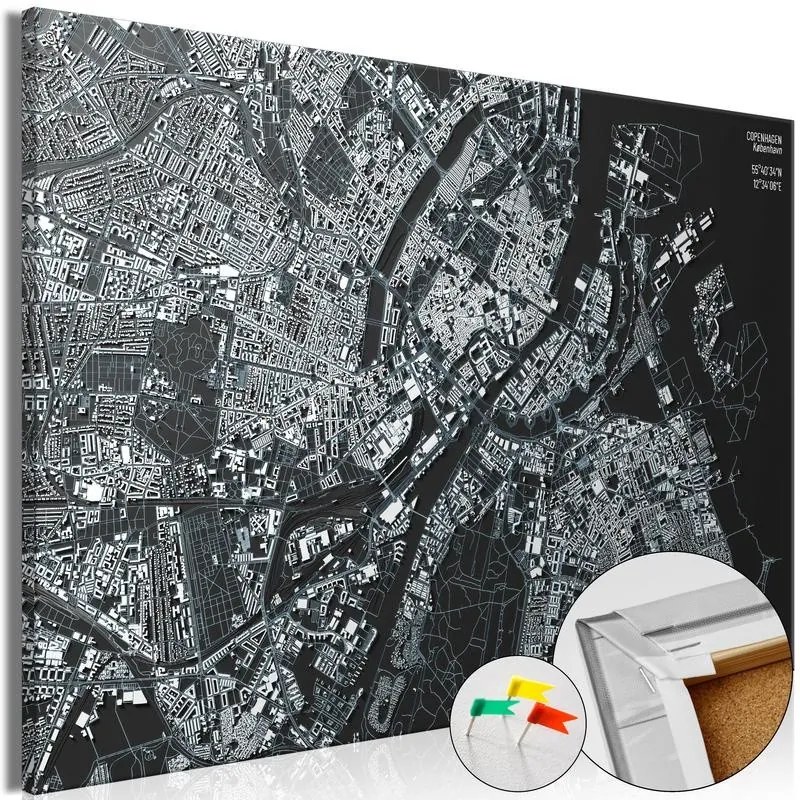 Quadri di sughero  Close up of Copenhagen [Cork Map]  Larghezza x Altezza Home decor 60x40