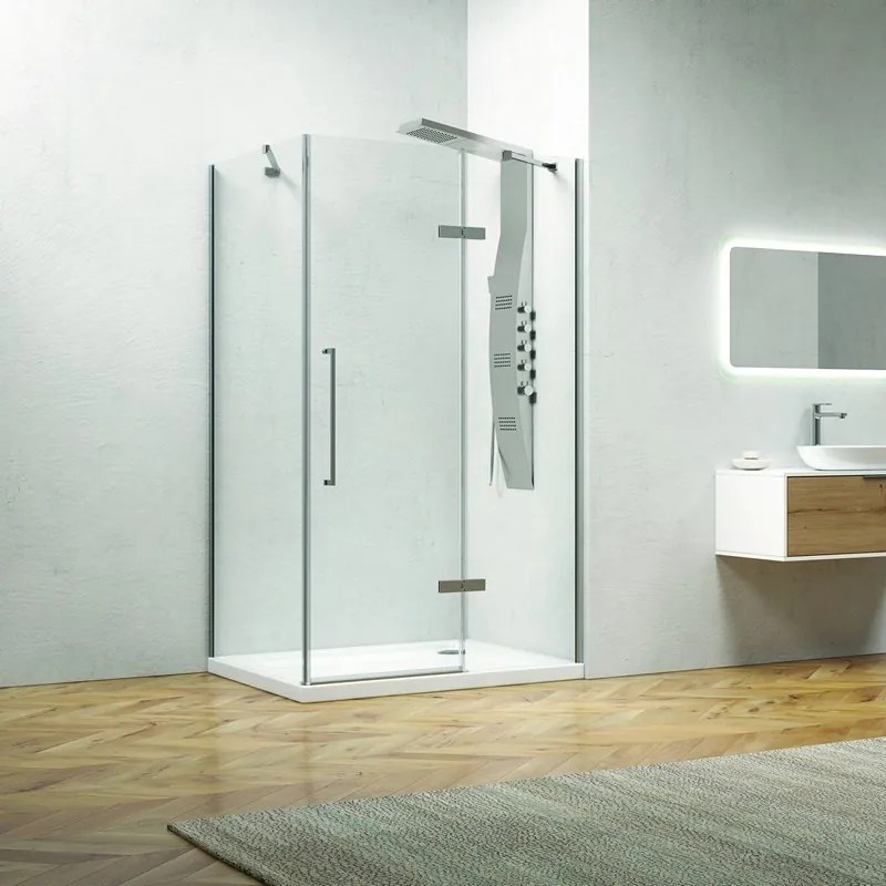 Box doccia 120x80 anta battente vetro anticalcare 8mm altezza 200h KT5000 - KAMALU