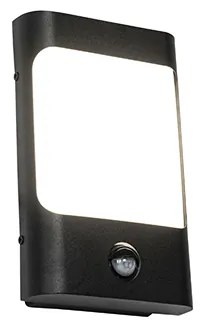 Applique da parete nera con LED IP44 con sensore di movimento - Khuvan