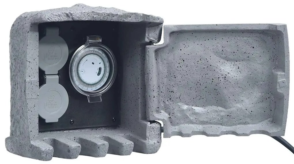 Presa Da Esterno 2 Spine Con Timer İn Poliresina Grigia /
