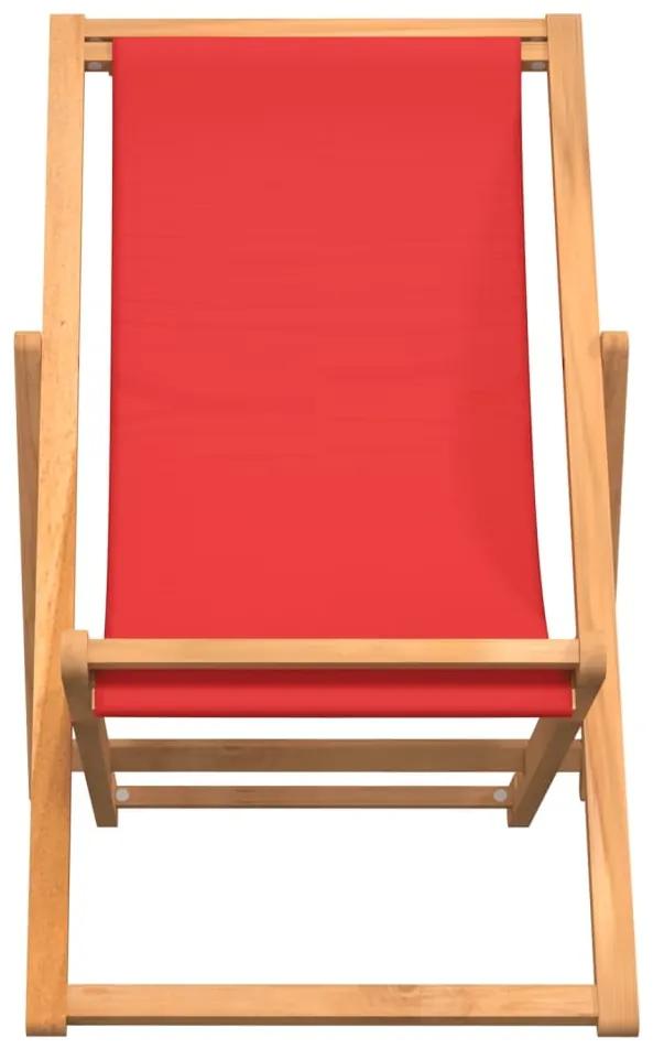 Sedia da Spiaggia Pieghevole in Legno Massello di Teak Rossa