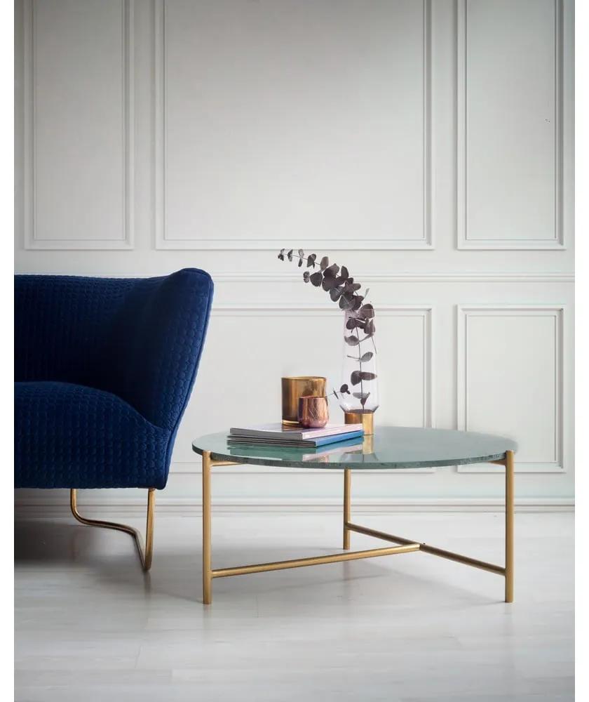 Tavolino rotondo in marmo verde-oro ø 80 cm Morgans - Really Nice Things