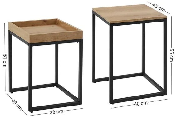 Set di 2 tavolini d'appoggio ELDUR marrone/nero