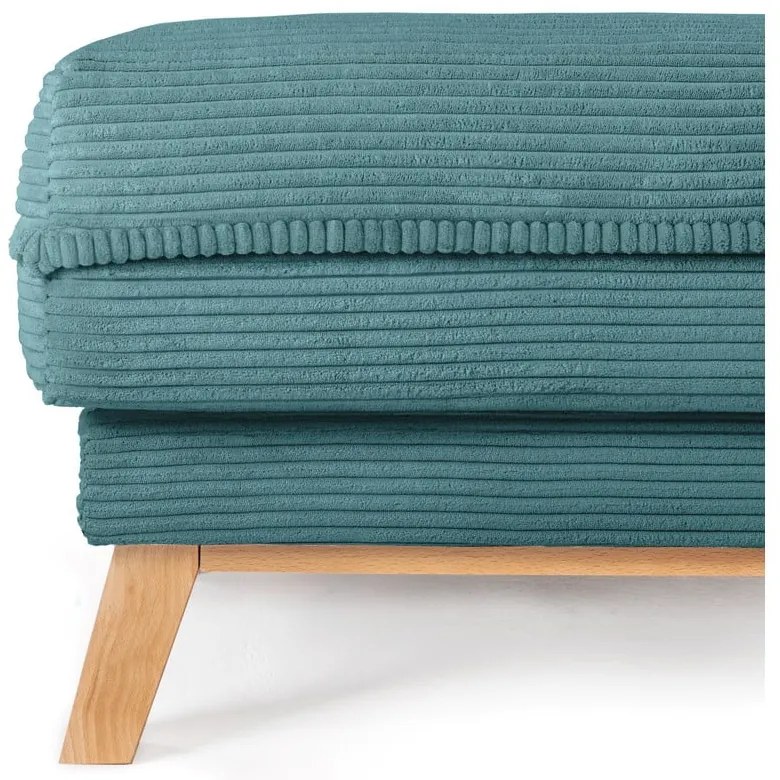 Poggiapiedi turchese con rivestimento in velluto a coste Tori – Bonami Selection