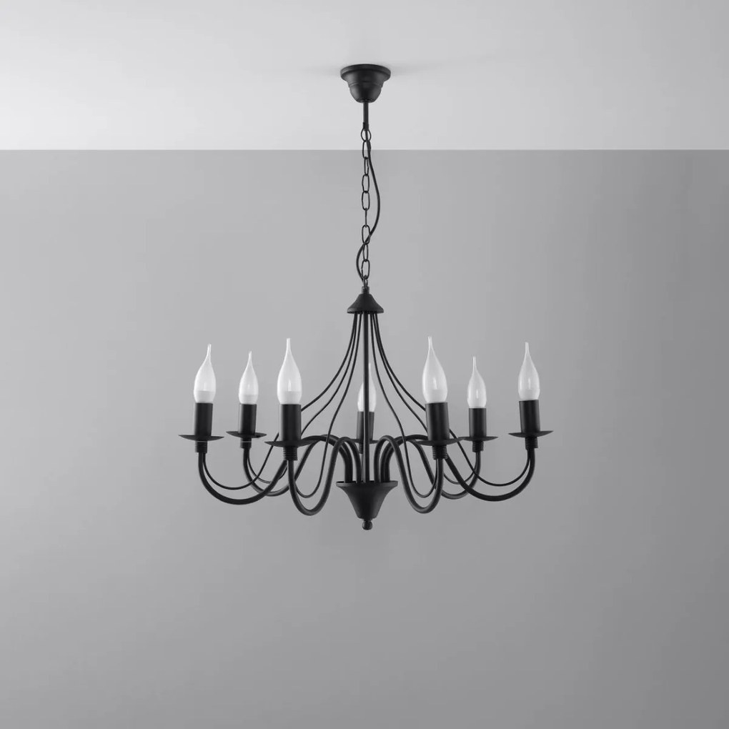 Lampadario a sospensione 7xE14 MINERWA 7 in acciaio