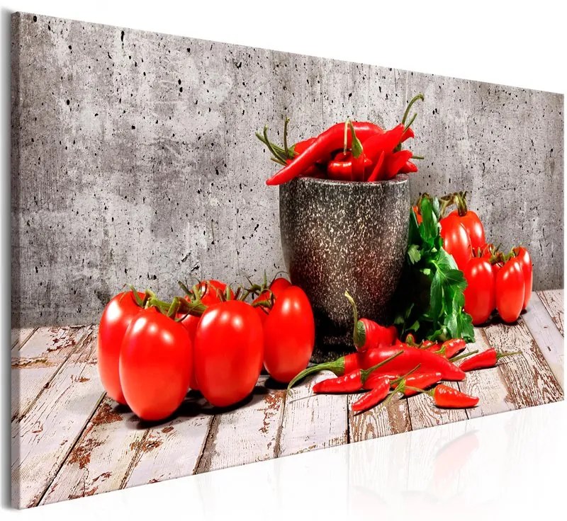 Quadro Red Vegetables (1 Part) Concrete Narrow  Colore Rosso, Dimensioni e Misure 150x50