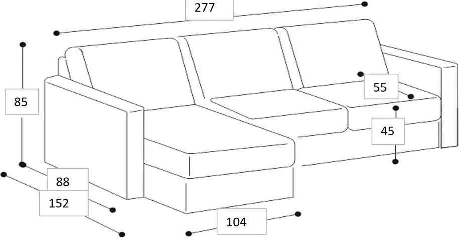 Divano angolare verde (con penisola a sinistra/con chaise lounge) con rivestimento in ciniglia Copenhagen – Scandic