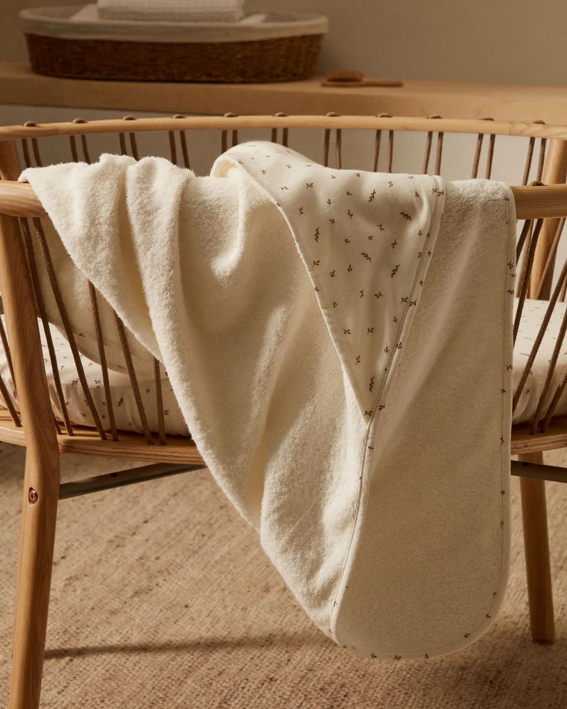 Kave Home - Asciugamano a mantellina per bebÃ© Deya in cotone bianco con stampa