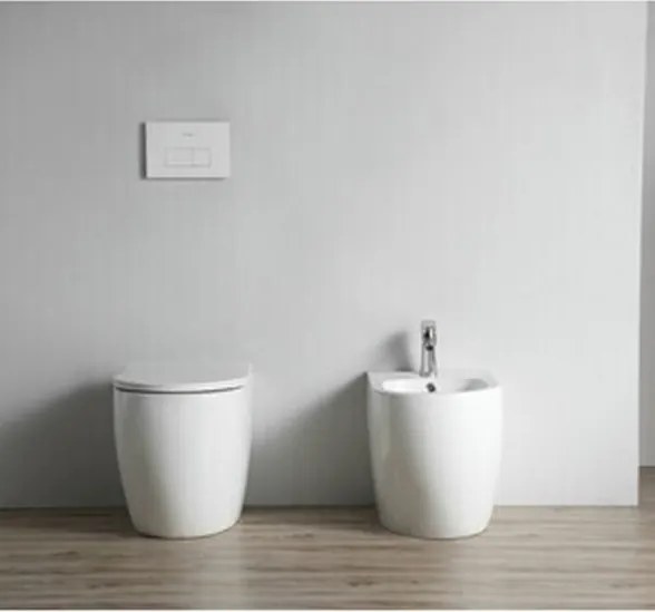 Bidet Filo Muro Bianco In Ceramica 52X36X42 Cm Earth