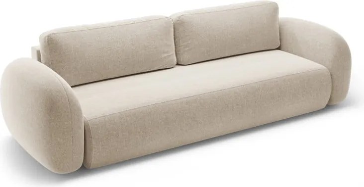 Divano beige allungabile/con contenitore con rivestimento in ciniglia 262 cm Tonale – Cosmopolitan Design