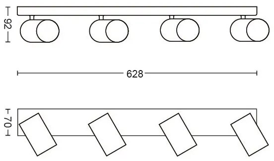 Philips 50594/30/PN - Faretto MYLIVING KOSIPO 4xGU10/5,5W/230V
