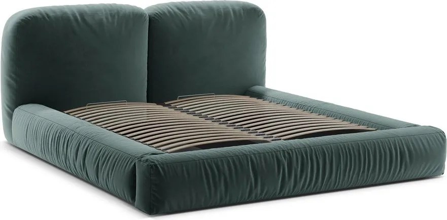 Letto matrimoniale imbottito color petrolio con contenitore con rete inclusa 180x200 cm Martina – Micadoni