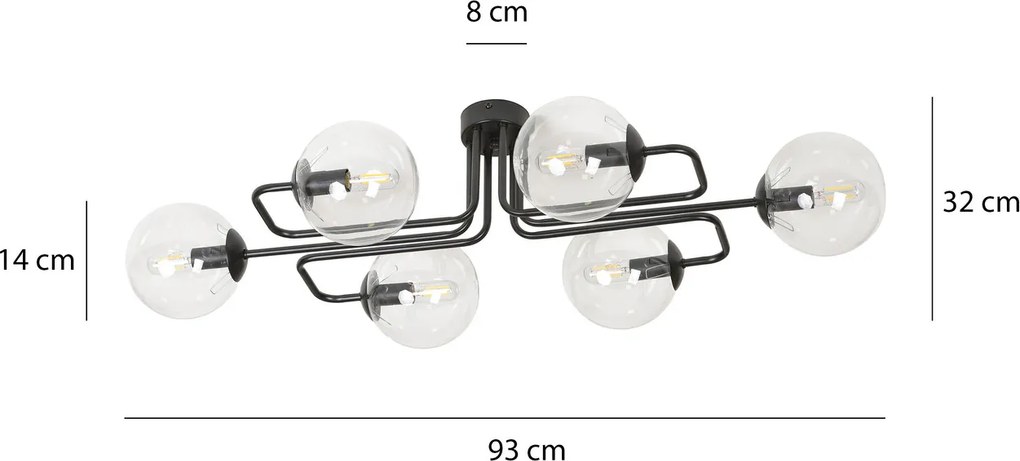 Lampadario da soffitto BRENDI 6 in acciaio e vetro 6xE14
