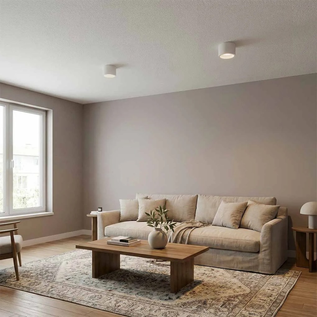 Plafoniera Tonda da Soffitto GX53 in Gesso Pitturabile - Serie VOLUMI