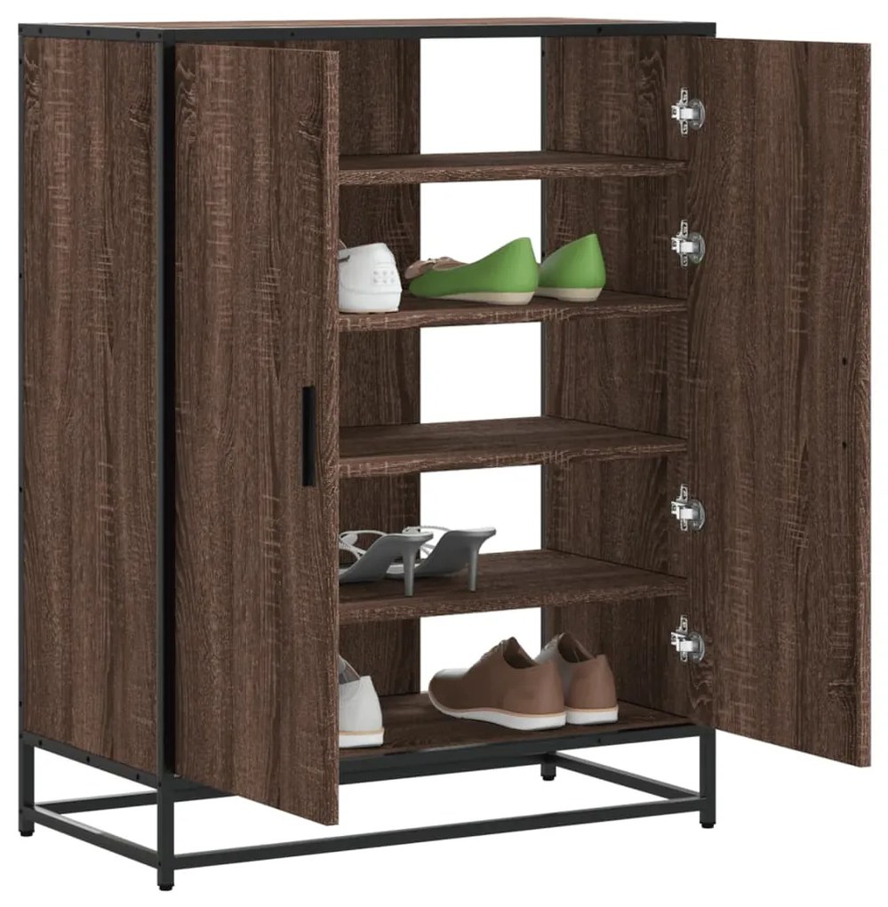 Scarpiera Rovere Marrone 75x38x97,5cm Legno Multistrato Metallo /