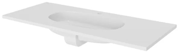 Lavabo da incasso con bordo a vista rettangolare vasca centrale Icone L 106 x H 14.3 x P 49 cm in composito minerale di resina gelificata bianco