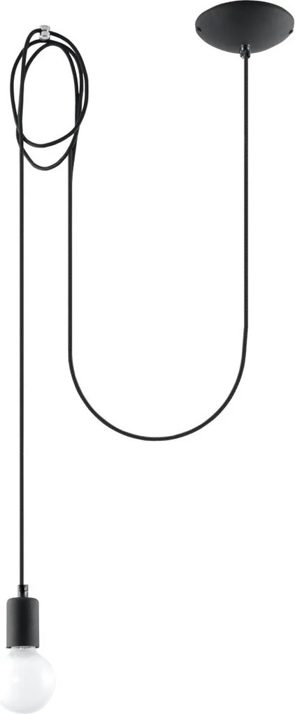 Lampada a Sospensione EDISON 1 E27 Nera in Acciaio