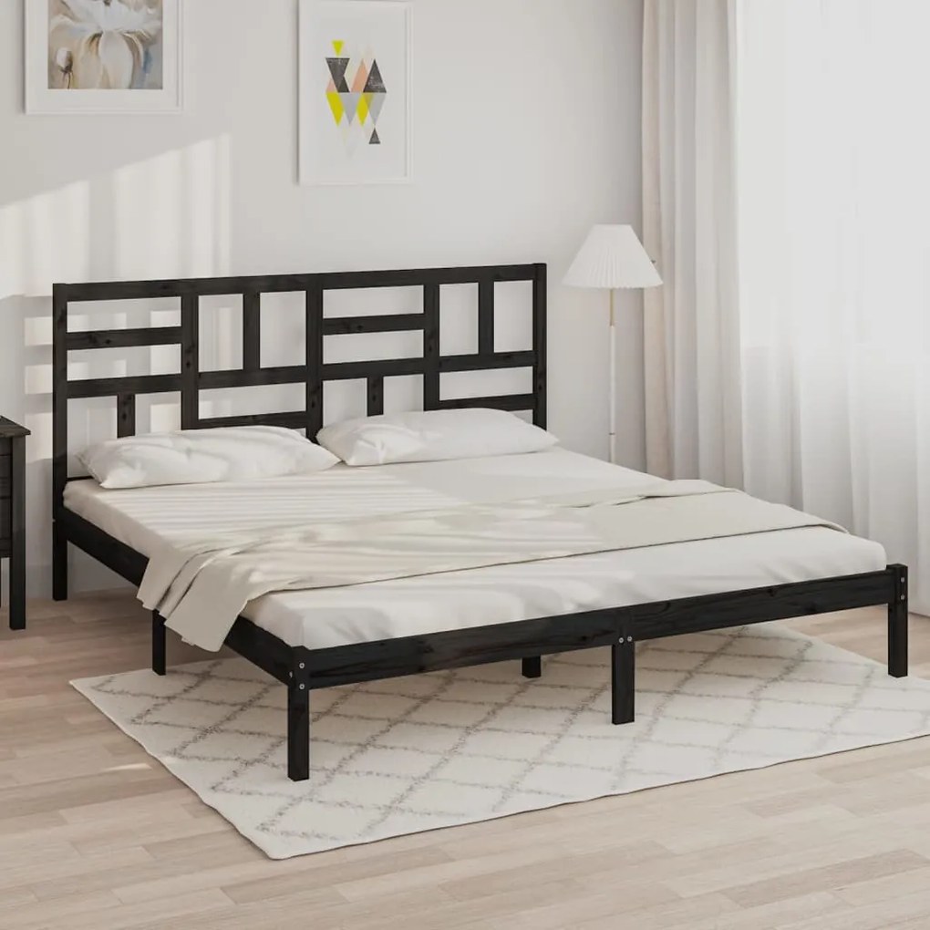 Giroletto Nero İn Legno Massello 200x200 Cm /