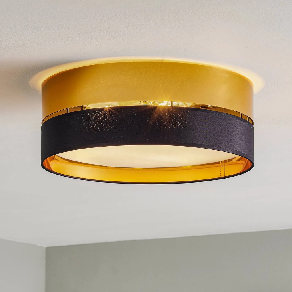 TK Lighting Plafoniera Hilton, nero/oro, Ø 45 cm