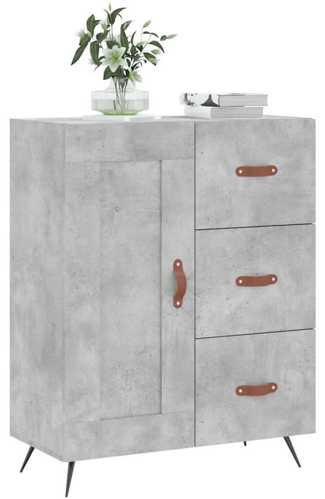 Credenza grigio cemento 69,5x34x90 cm in legno multistrato