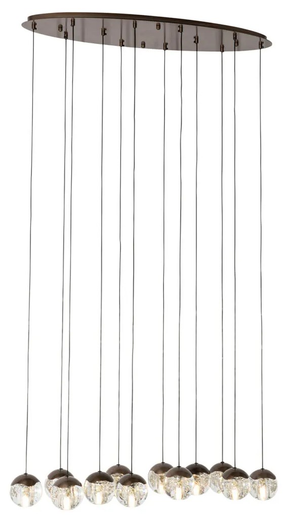 Lampadario di design bronzo scuro con vetro trasparente 12 luci - Inge