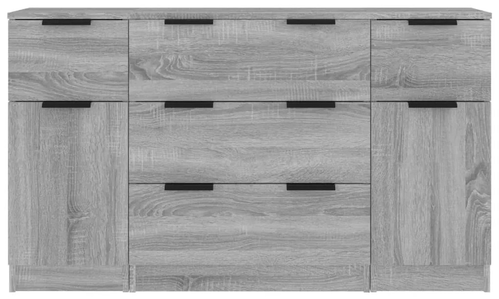 Set di credenze 3 pz grigio sonoma in legno multistrato