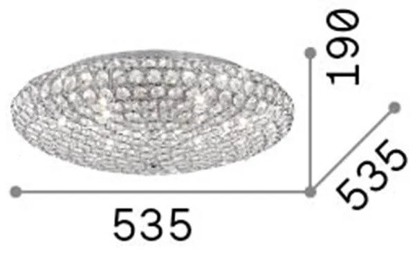 Plafoniera Contemporanea King Metallo-Cristallo Oro 9 Luci G9 3W 3000K