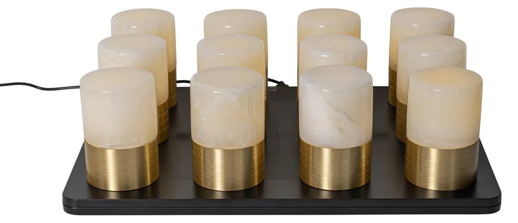 Set di 12 lampade da tavolo ricaricabili dorate RGBW con stazione di ricarica - Alessia