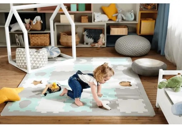 KINDERKRAFT select - Puzzle in schiuma LUNO 30 pezzi grigio/menta