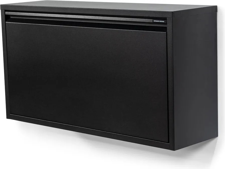Scarpiera nera in metallo con ante ribaltabili/da parete 75x41x22 cm Billy – Spinder Design