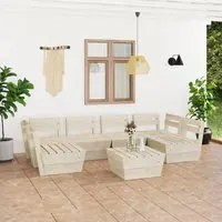 Set Divani da Giardino su Pallet 7 pz in Legno Abete Impregnato cod mxl 49048