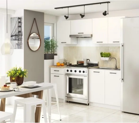 Cucina Lineare 180 Cm Moderna Componibile Bianco Opaco Emma V1