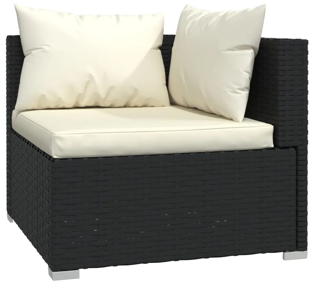 Set Salotto da Giardino 7 pz con Cuscini in Polyrattan Nero